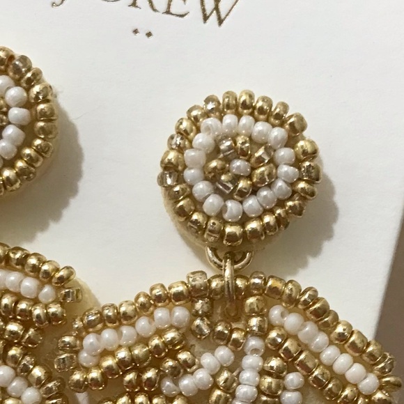 NWT J. Crew Beaded Statement Earrings, Drop Beach Boho Bridal J.Crew Factory OS - Picture 13 of 15